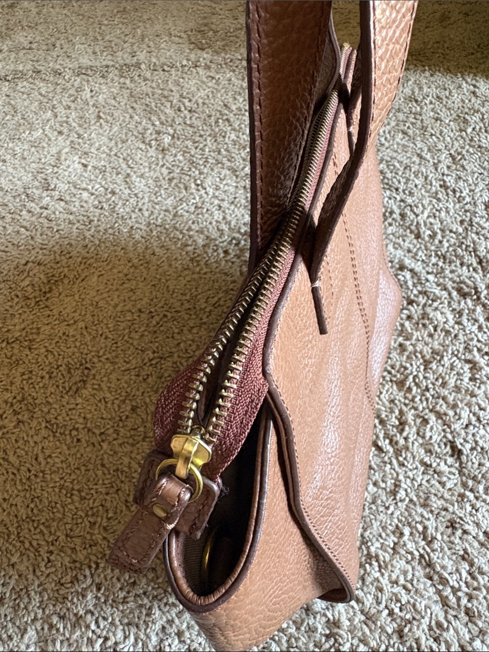 Fossil Tessa satchel Chestnut Brown Pebbled Leather Shoulder Bag - Picture 13 of 16